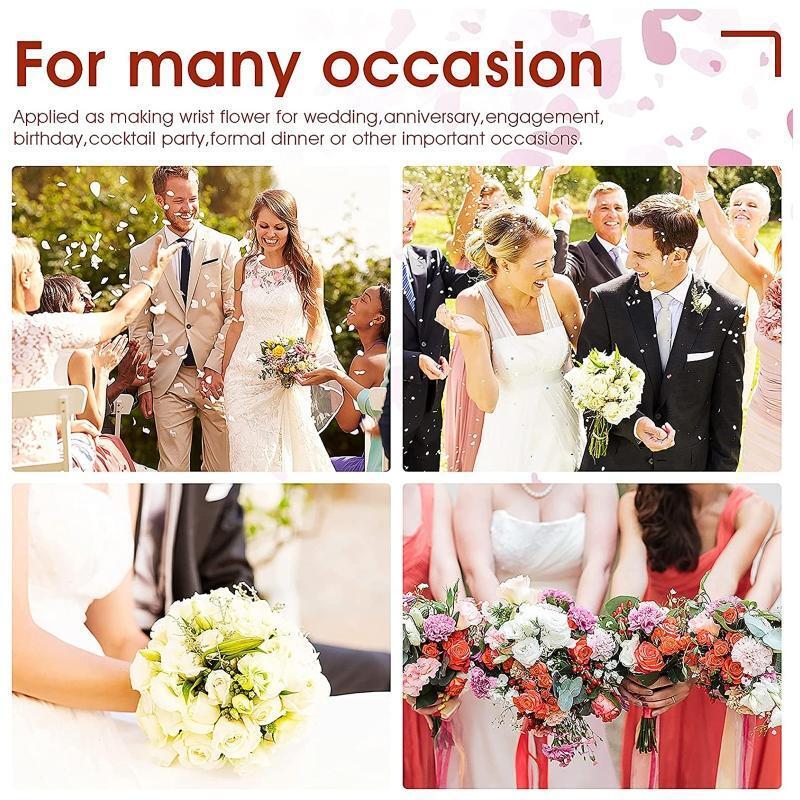 8 Pieces Handmade Elastic Corsage Bands Wristlets Accessories for Wedding Party