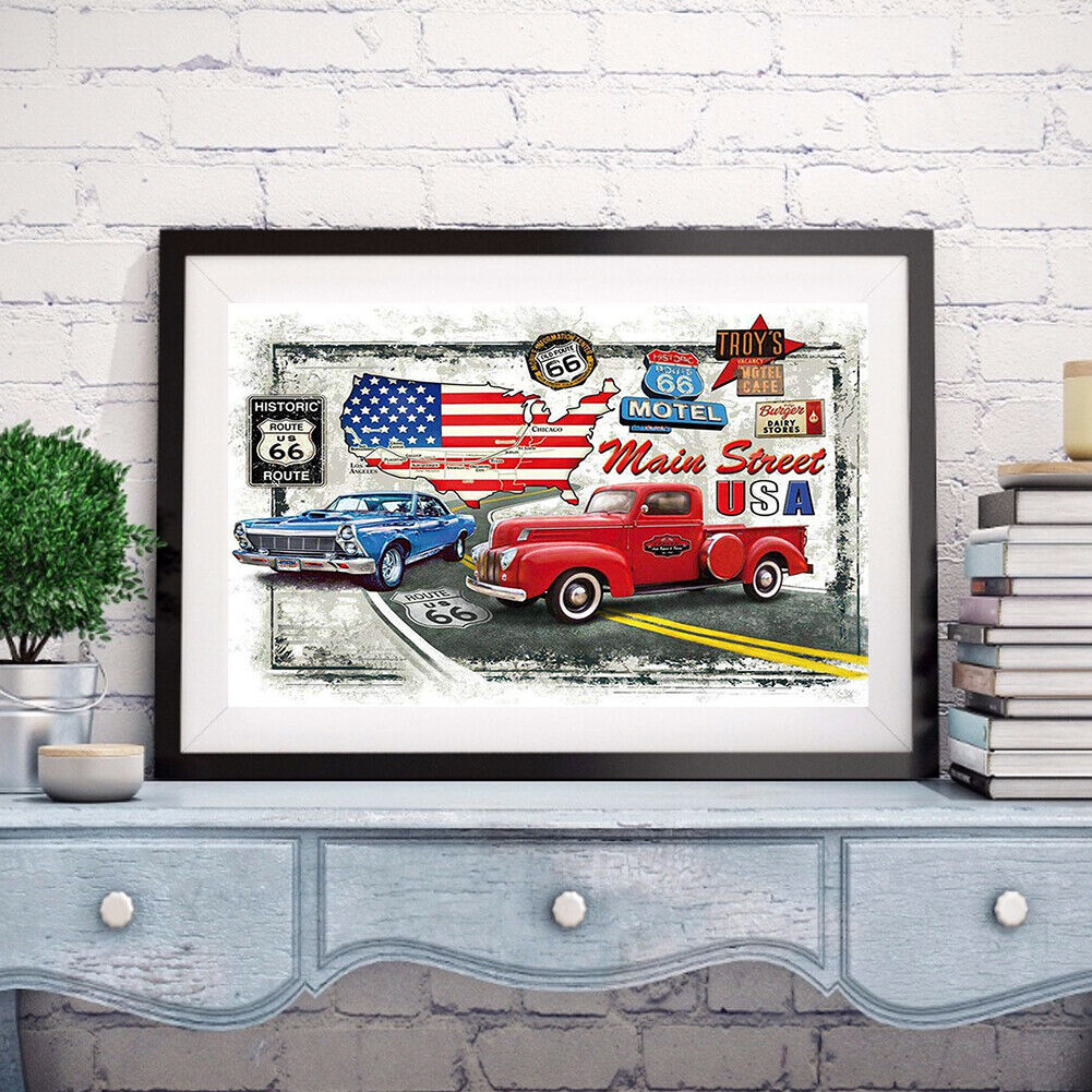 Diamond Painting Kit The Mystery of Highway 66 Full Round Drill Handicrafts