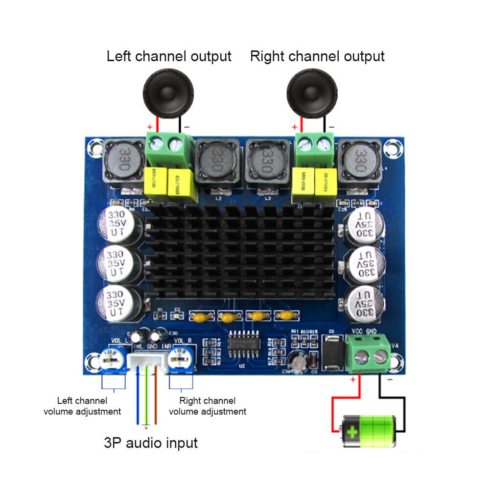 XH-M543 TPA3116D2 120Wx2 Digital Dual Channel Amplifier Subwoofer Board Kit