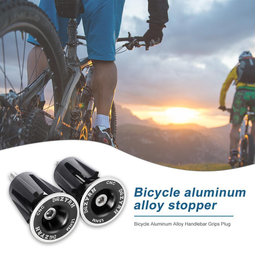 1 Pair Aluminum Bicycle Handlebar Cap Grip Bike Handlebar End Plug (Black)