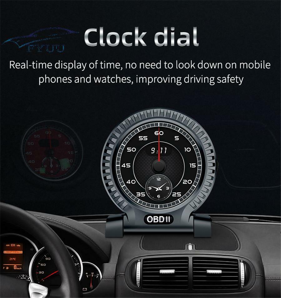 Zinc Alloy Head-Up Display OBD2 Car Gauge Display Digital Multi Insrtument Black