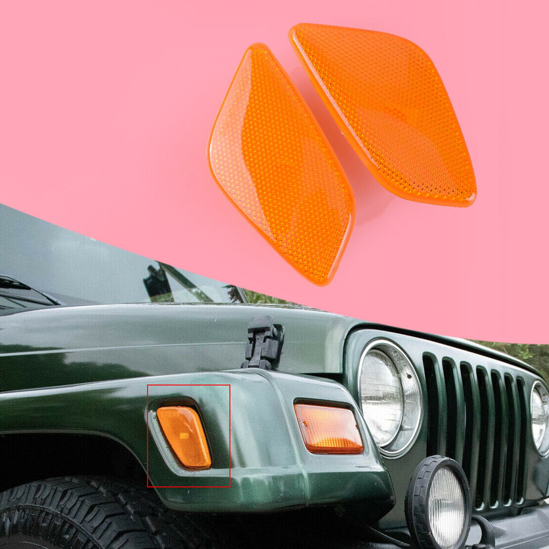 Side Signal Marker Light Corner Parking Lamp Fit For Jeep Wrangler TJ 1997-2006