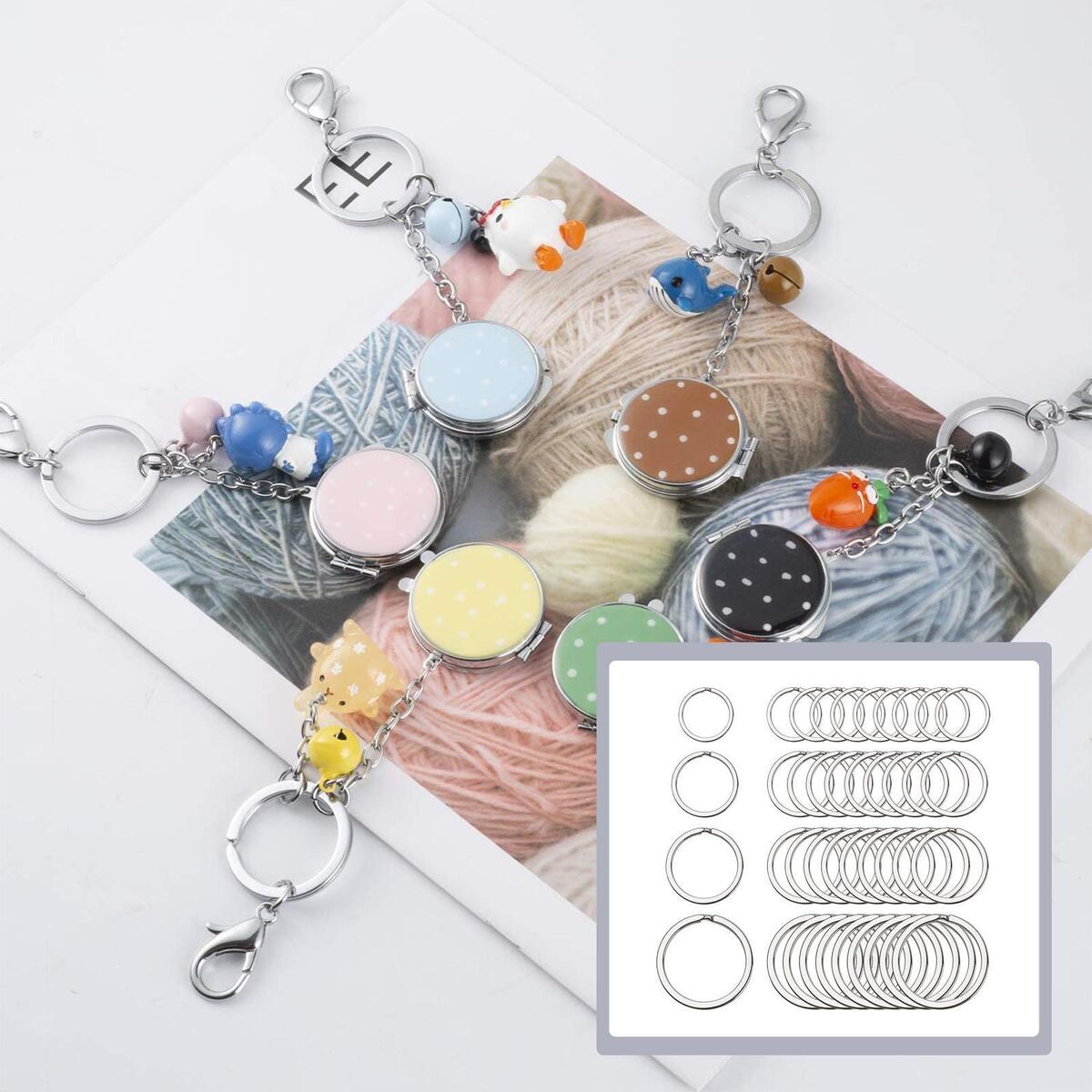 40 Pieces Round Keyrings Hanging Accessories Flat Key Chain Rings Keychain
