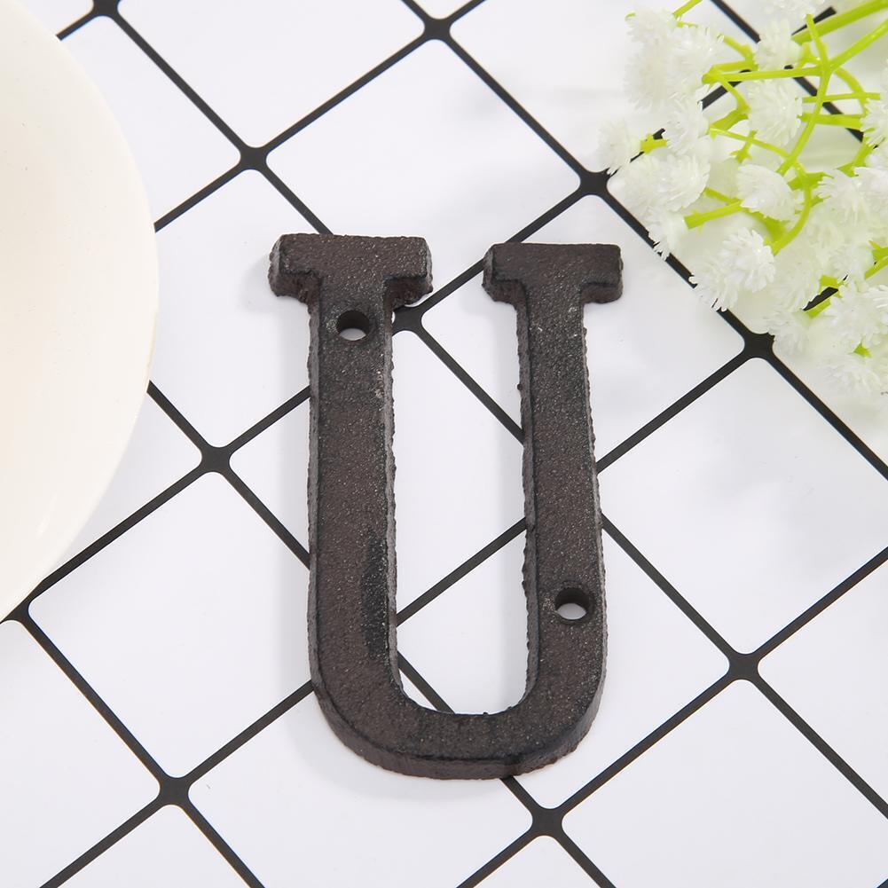 Metal Letters Cast Iron House Sign Doorplate DIY Cafe Wall Decoration (U)