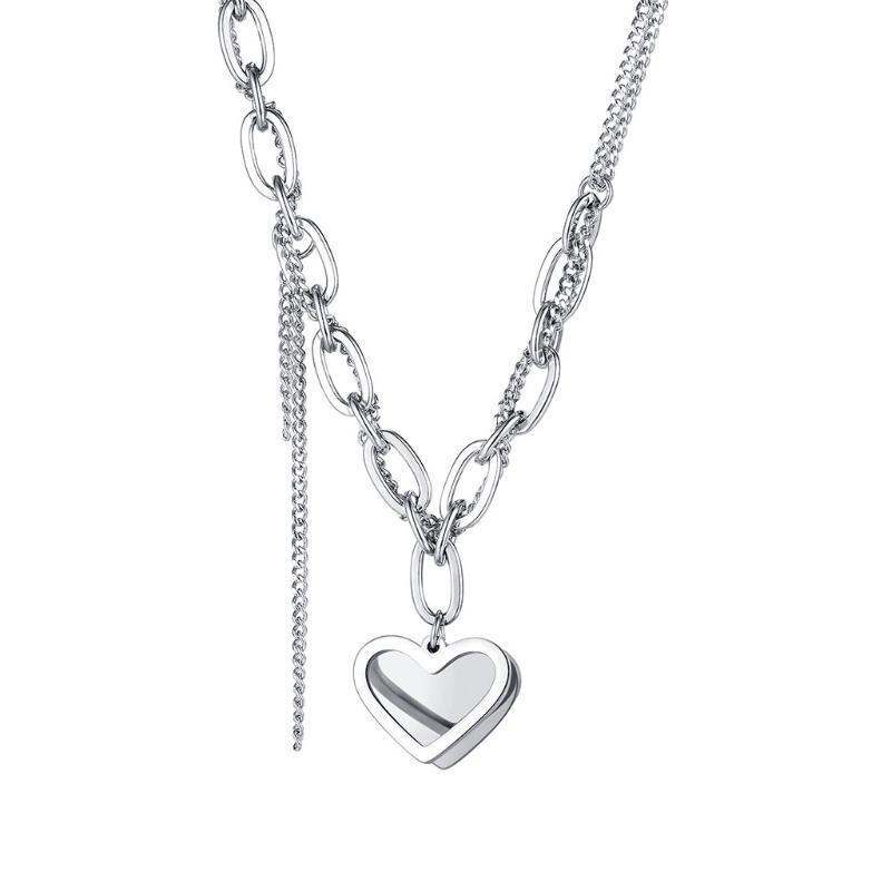 Double Heart Totem Tassel Necklace for Women Exquisite Summer Party Jewelry