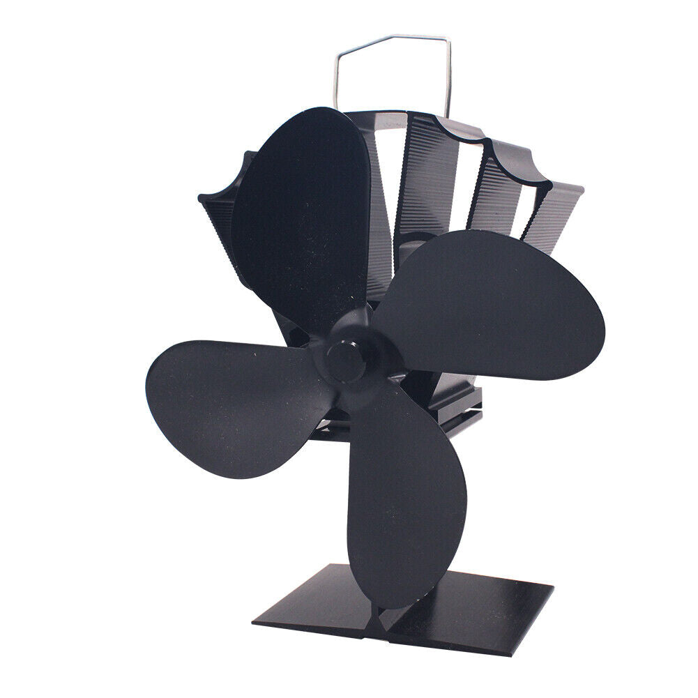 4-Blade Automatic Heat Powered Stove Fan Energy-Saving Wood Fireplace Fans