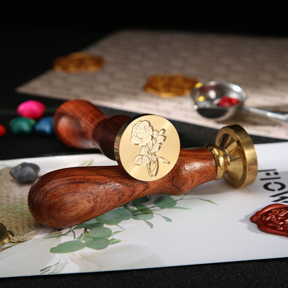 Rose Pattern Sealing Wax Stamp Fire Painting Stamping Envelopes Card (98)