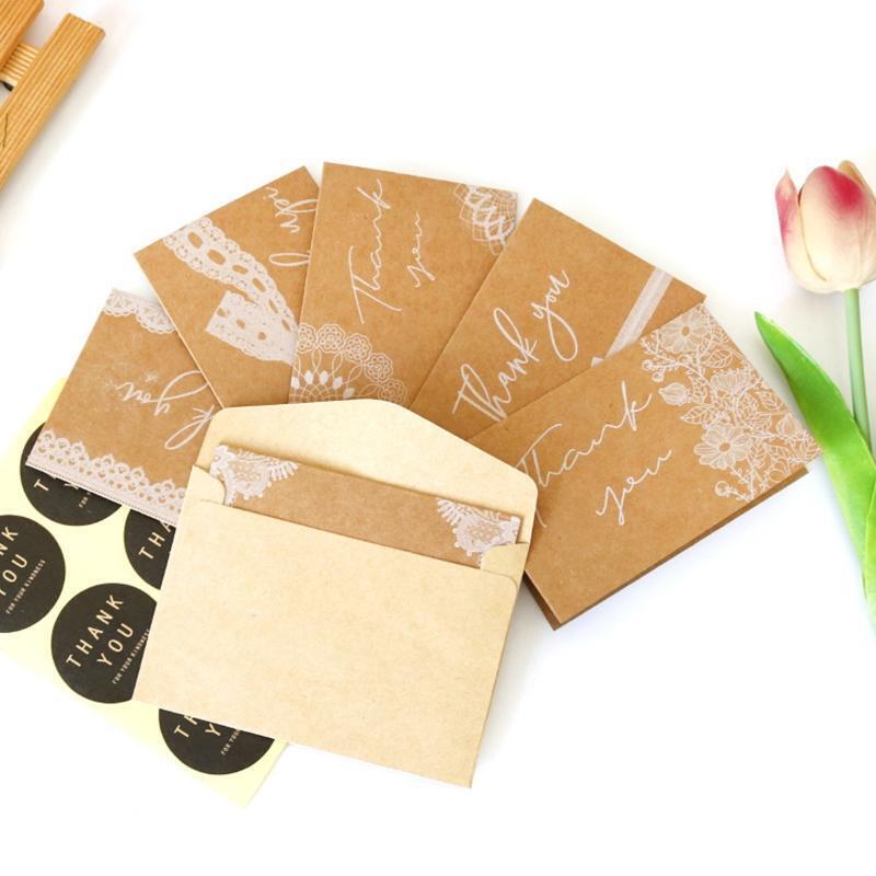 Unique Kraft Thank You Card 4''x6'' Blank for Wedding Bridal Baby Shower 6Pack