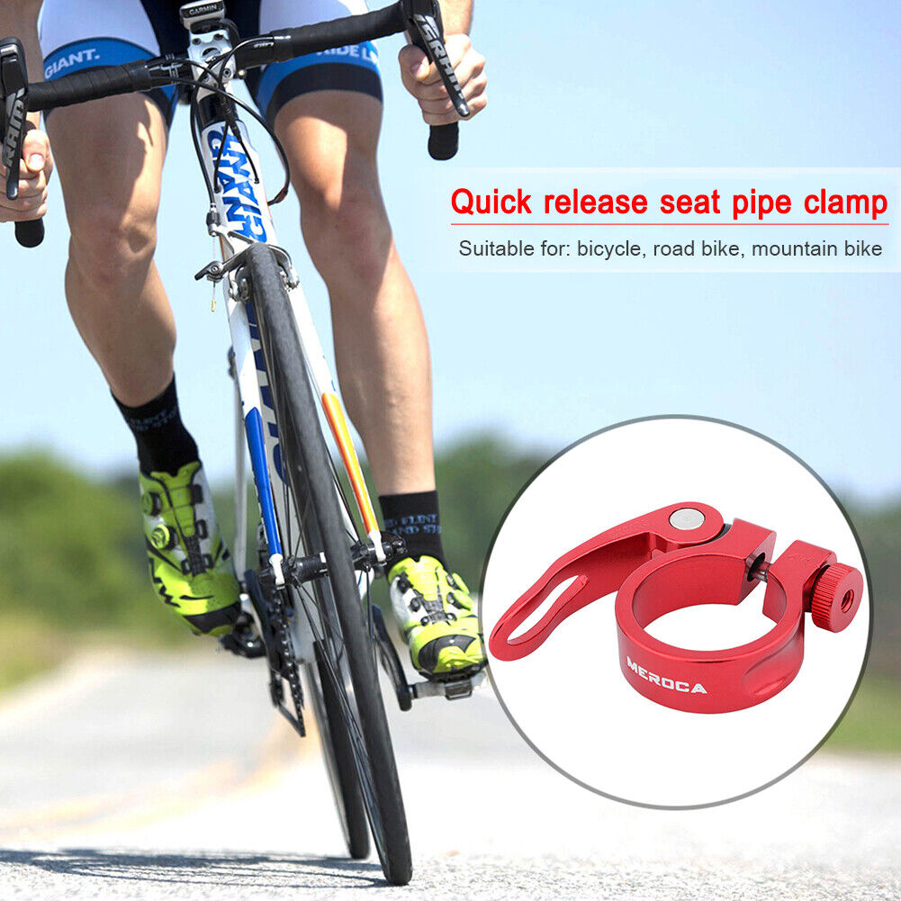 MTB Bike Road Quick Release Seat Post Clamp Saddle Tube Clip (Red 34.9mm)