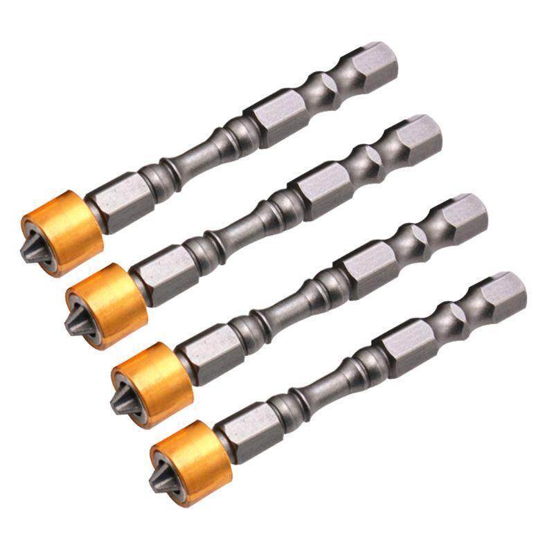 10 Pcs Strong Magnetic PH2 Screwdriver Bit Set 65mm Yellow Aluminum Ring Bits