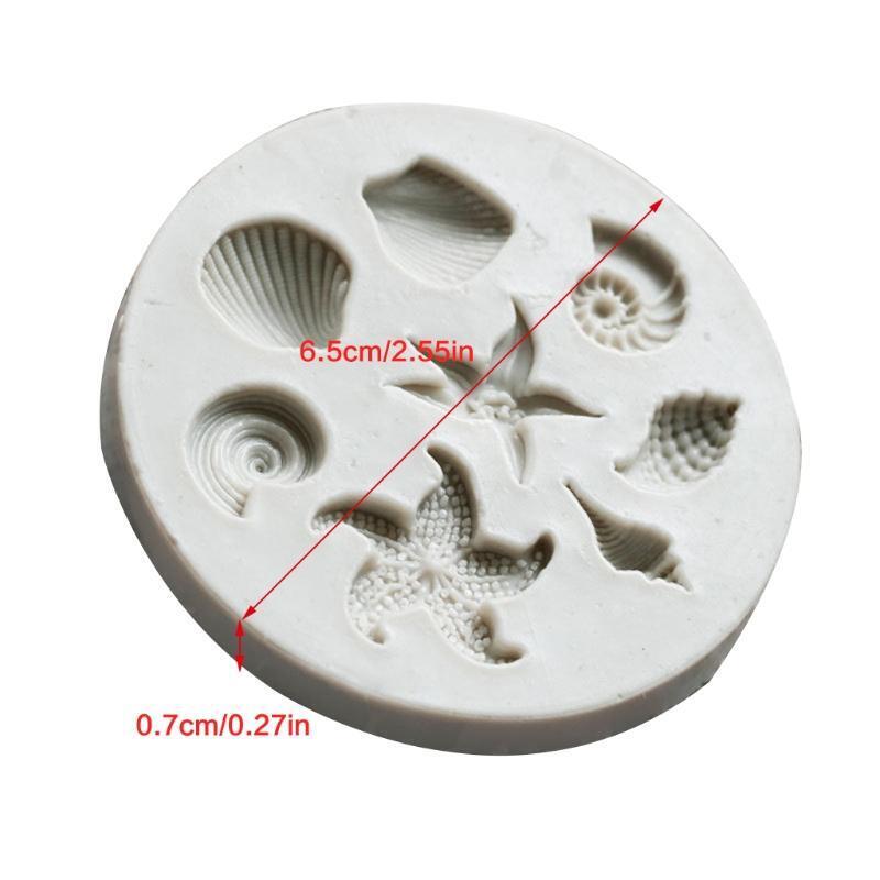 Silicone Material Fondant Moulds Starfish Conch Seashell Shapes for DIY Baking