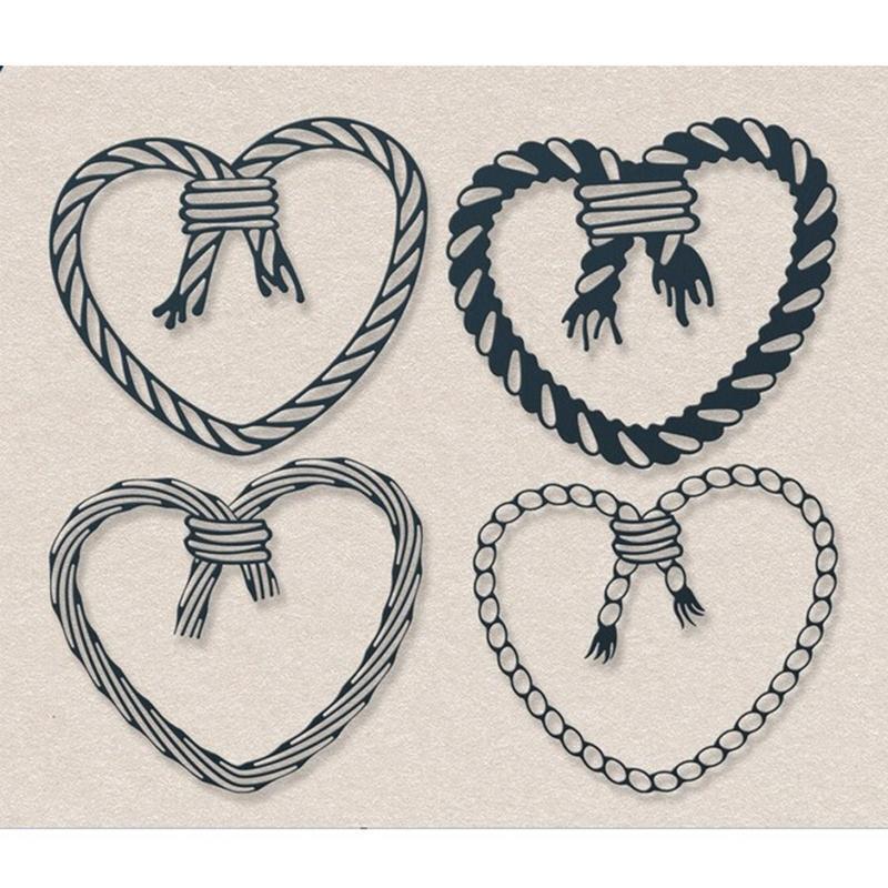 4Pcs/Set Knot Rope Love Heart Metal Cutting Dies Stencil DIY Embossing Template
