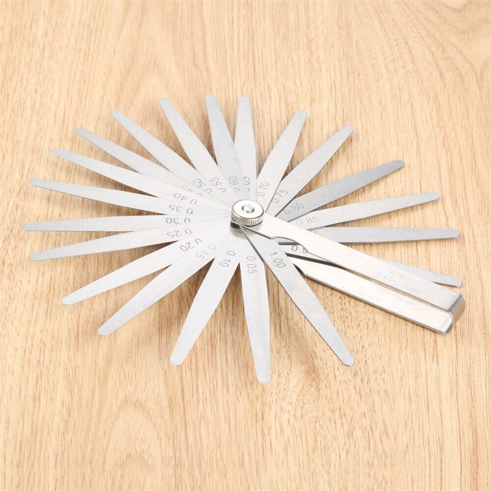 20 Blades Metric 0.05 - 1mm Valve Offset Valve Piston Feeler Gauge Rotary Tool