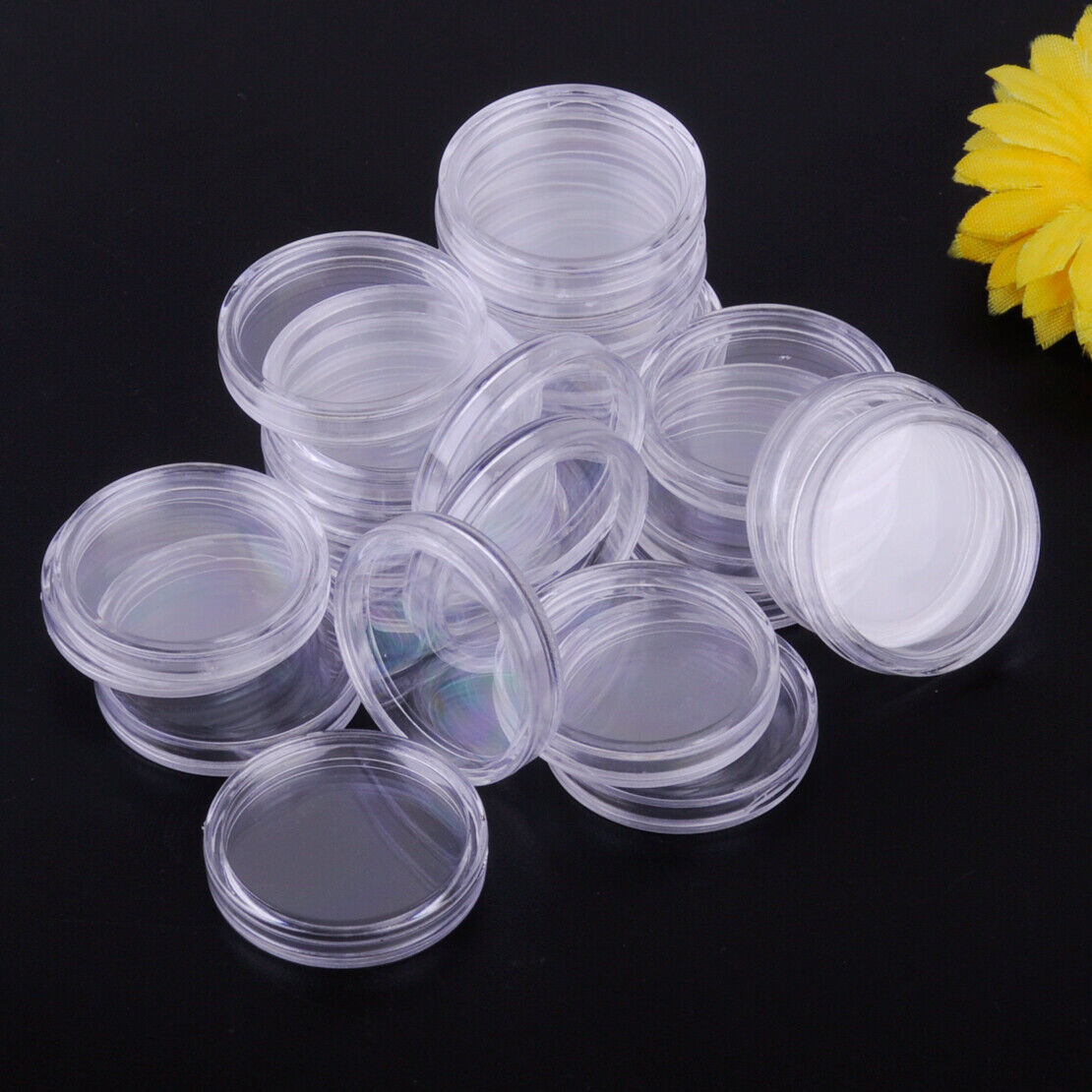 100x 26mm Coins Containers Clear Plastic Coins Capsules Boxes Holder Cases Li
