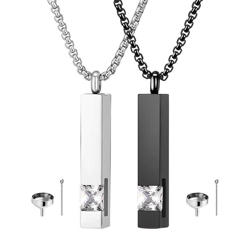 2Pieces Ashes Charming Long Pendant Necklace Keepsake Memorial Gift for Women