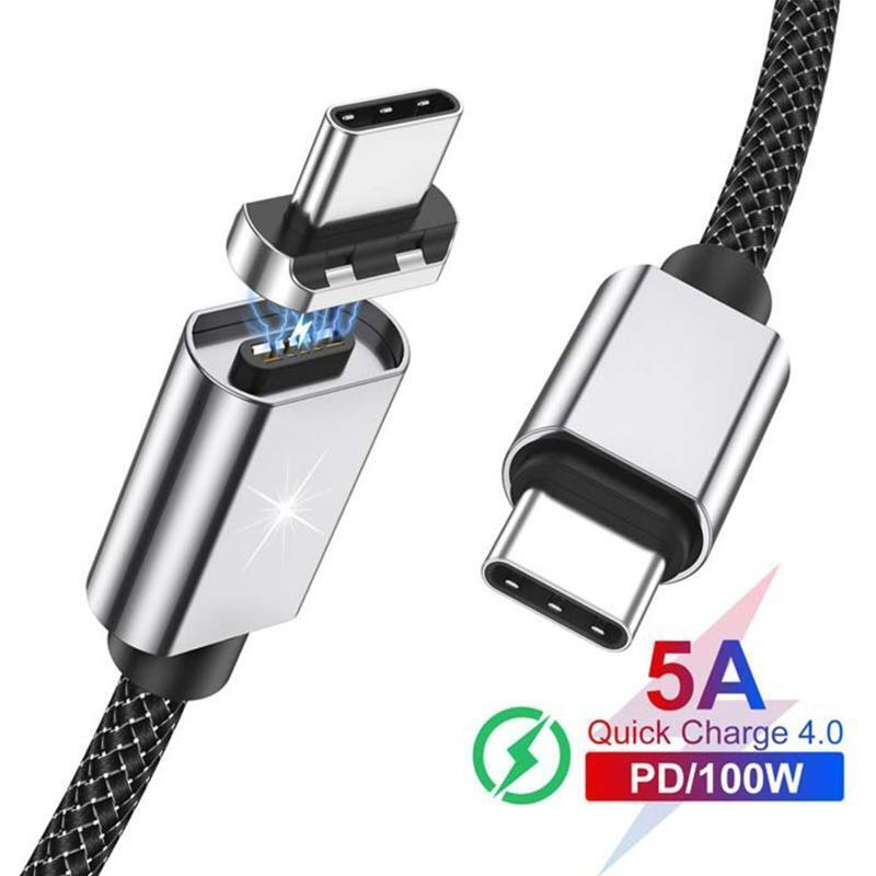 PD 100W USB C Magnetic Cable Fast Charging for Laptop Type C Data Charge Cable