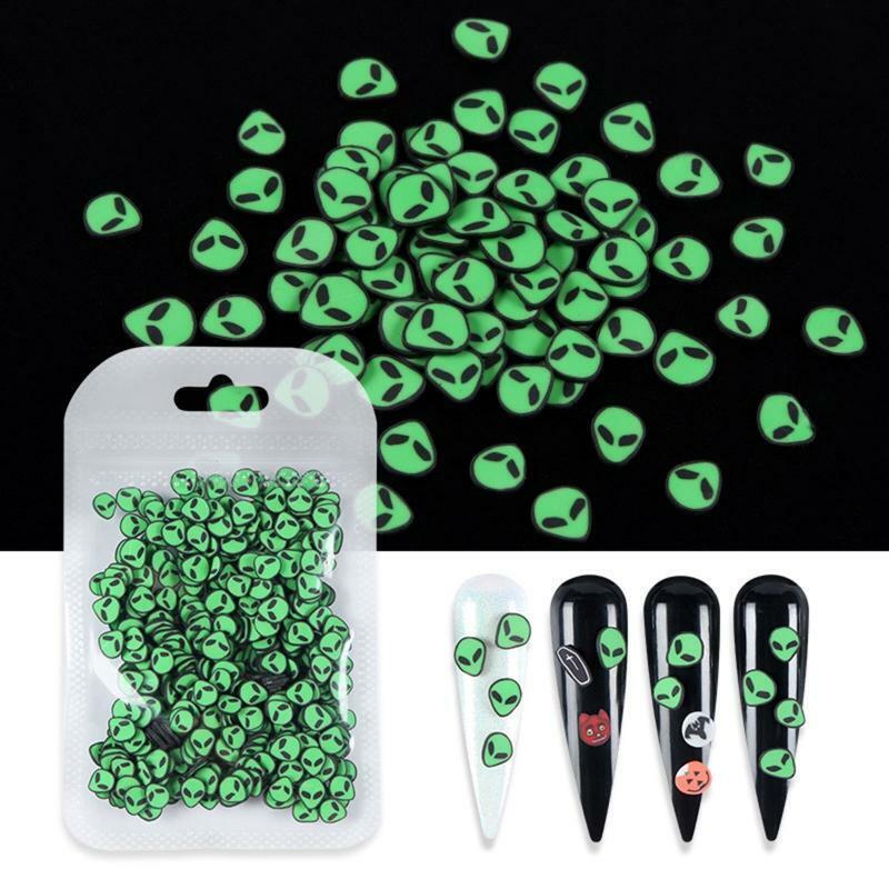 Alien Soft Pottery Pieces Green Flat Shiny Nail Jewelry for Nail Art DIY Crafts