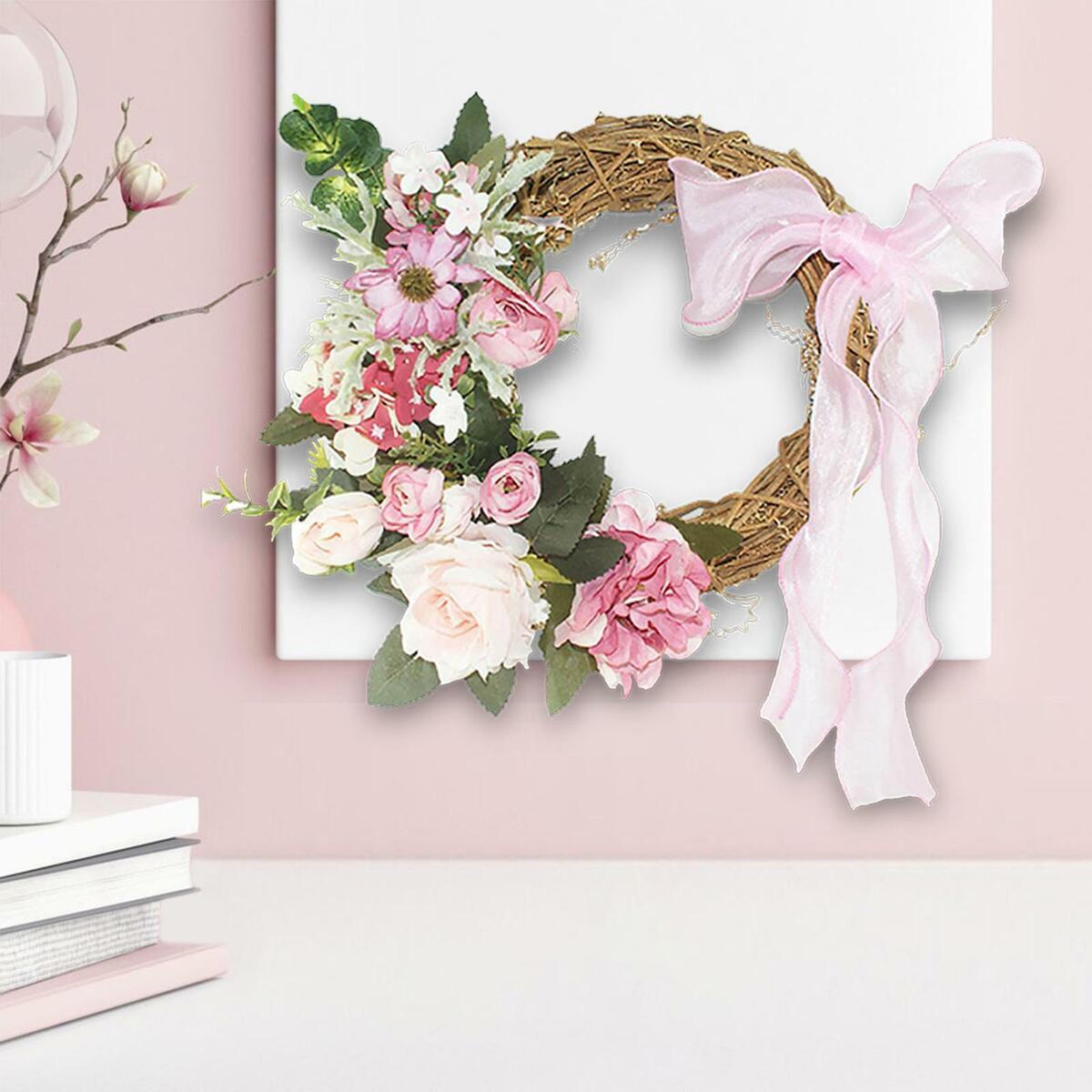 11" Flowers Wreath for Front  Farmhouse  Leaves window and wall Haning