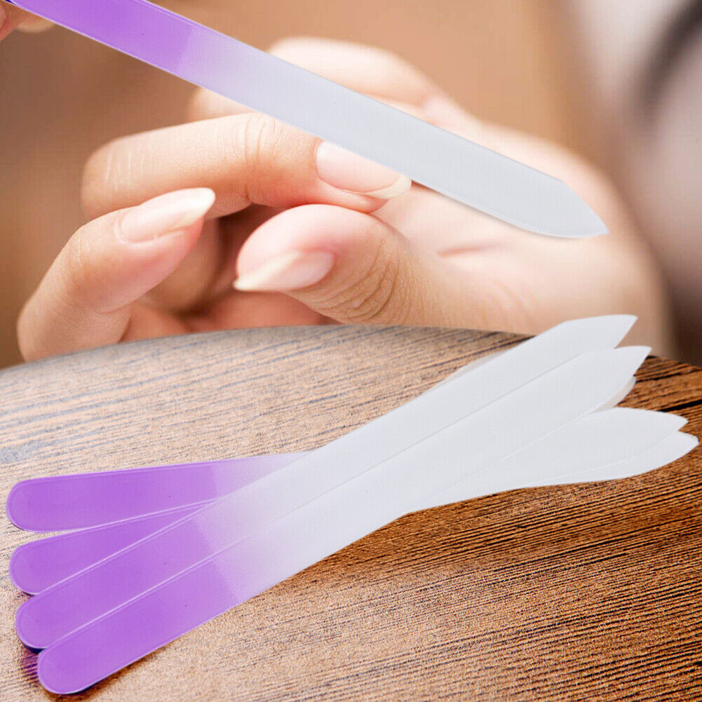 4x Durable Crystal Glass File Buffer Nail Art Files Manicure Device Pro Too