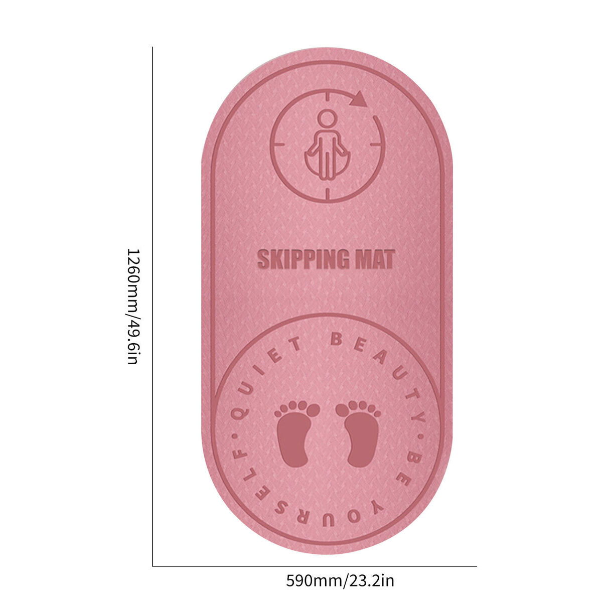 Jump Rope Mat Knees Protection Exercise Pad Mute (Pink 126x59x8cm)