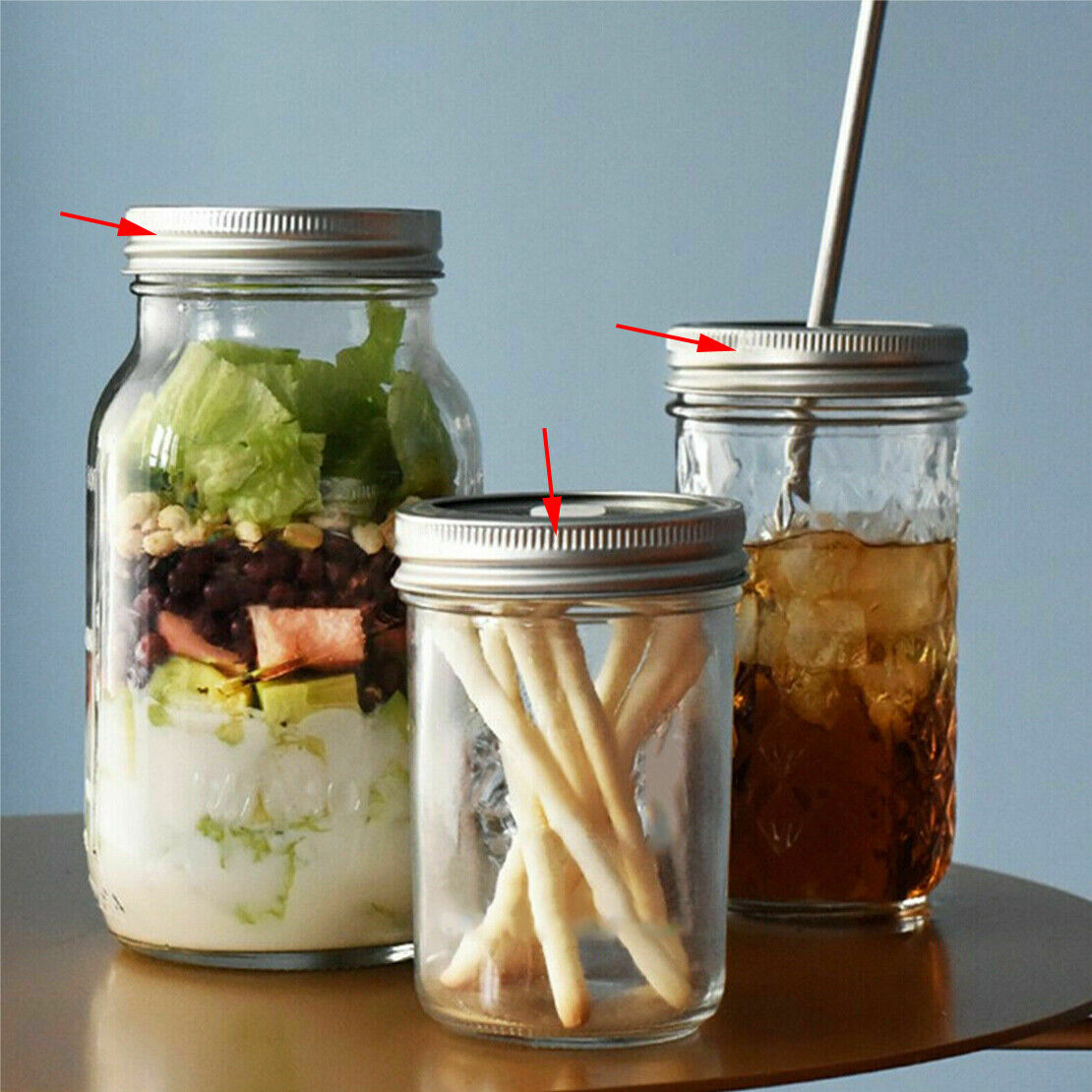 48pcs Canning Bands Wide Mouth Rings Fit for Mason Jar Can 87MM Split Type Tool