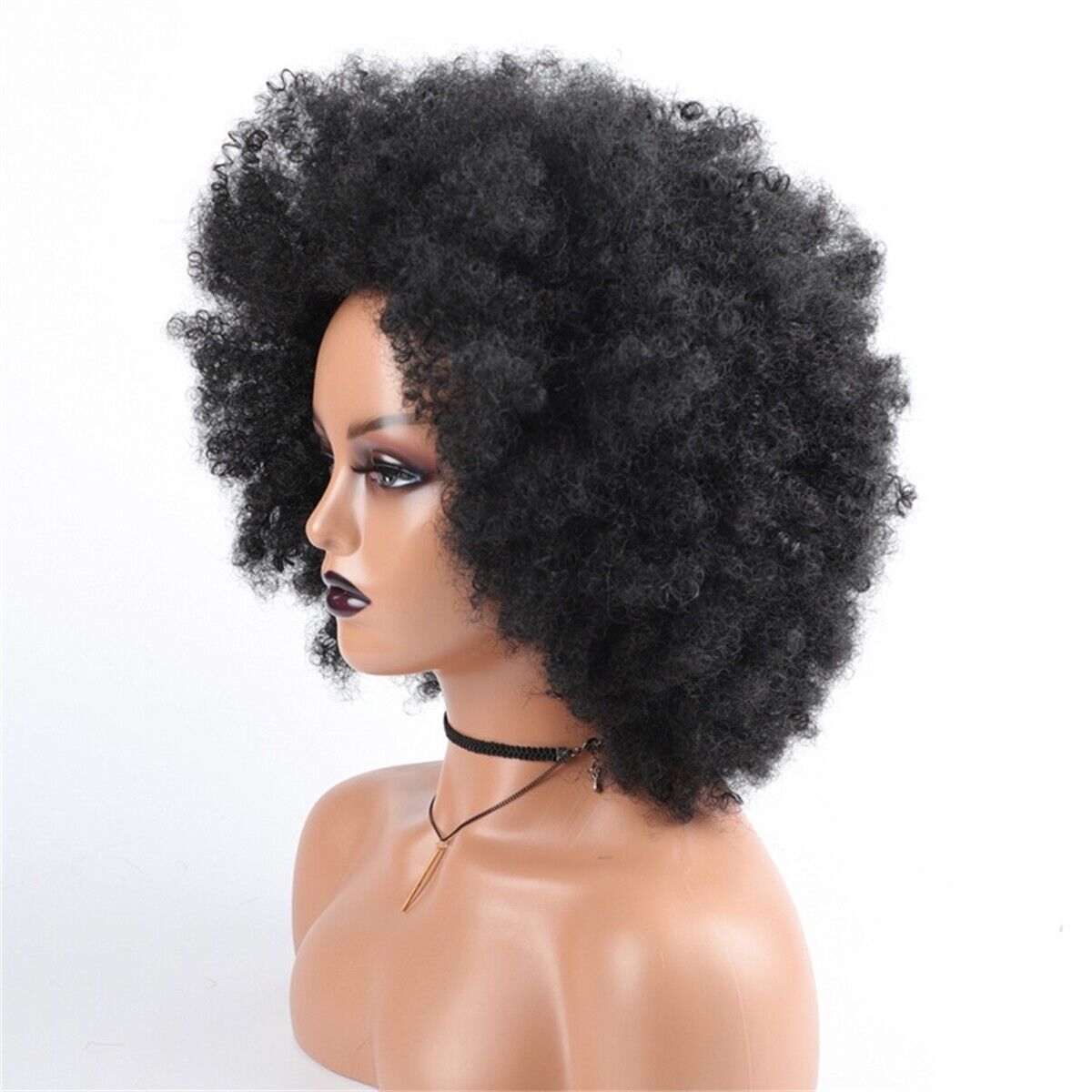 Black Short Afro Kinky Curly Wig Natural Synthetic Hair Wigs for Black Women