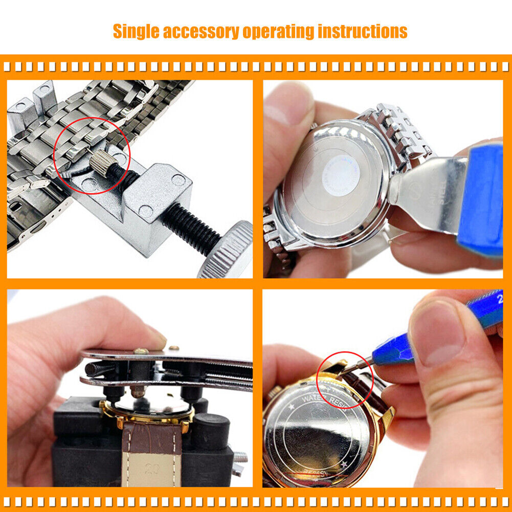 185x Watchmaker Watch Repair Link Pin Remover Back Case Opener with Hammer