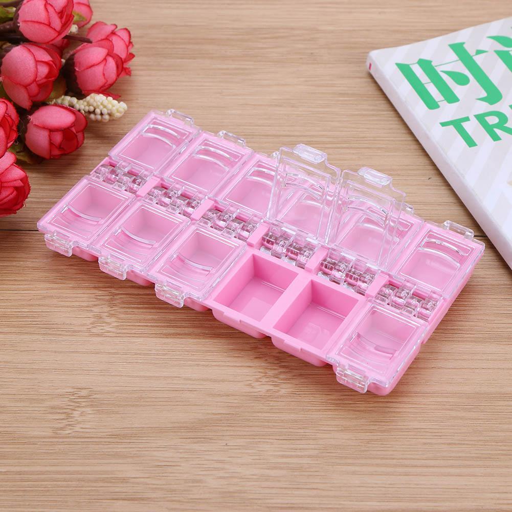 Nail Art 12 Slots Rhinestone Display Storage Box Empty Jewelry Case (Pink)
