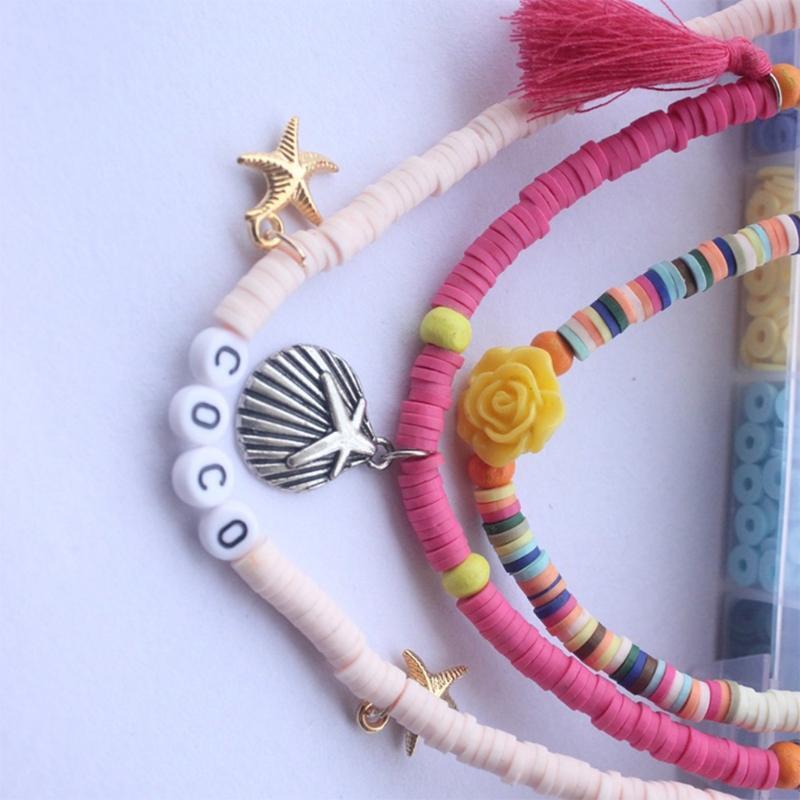 Round Polymer Clay Beads Chip Disk Loose Spacer Slice Beads Gift for Women Girls