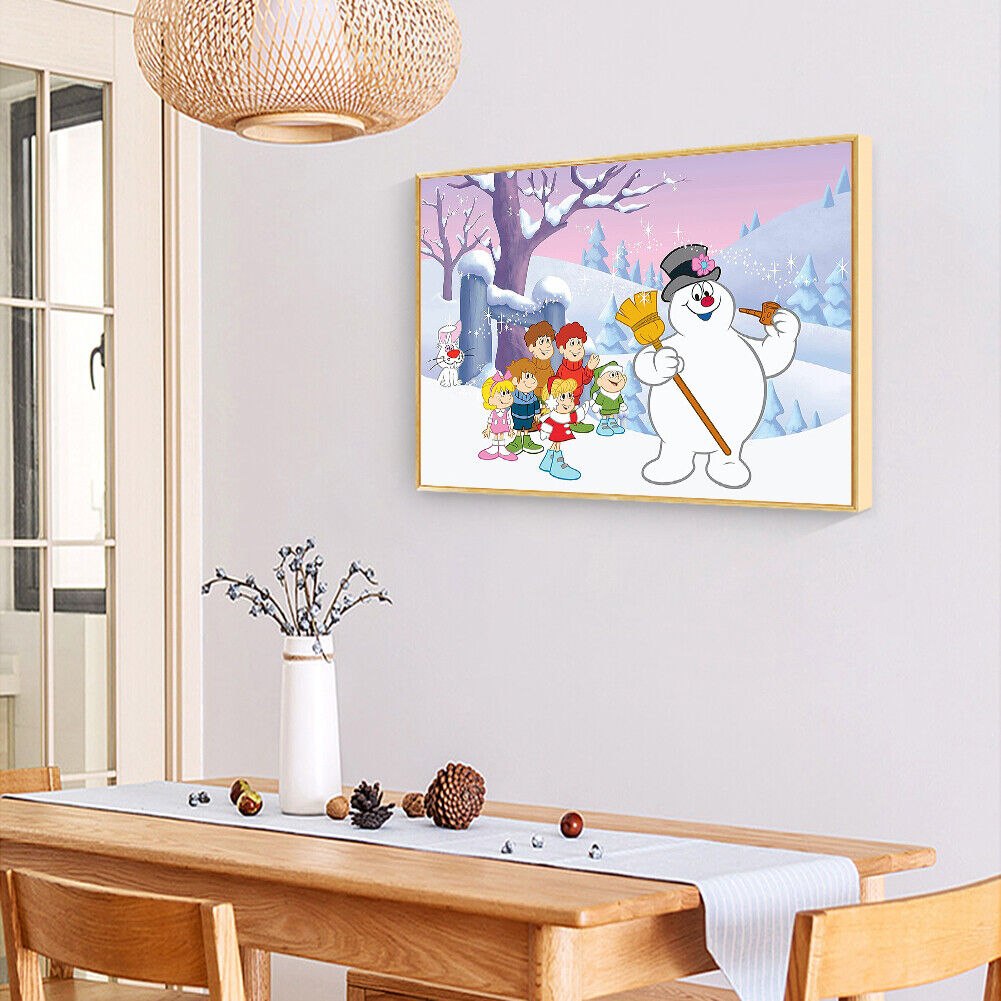 Full Diamond 5D Round Drill Picture Kit Painting Snowman and Friends DIY