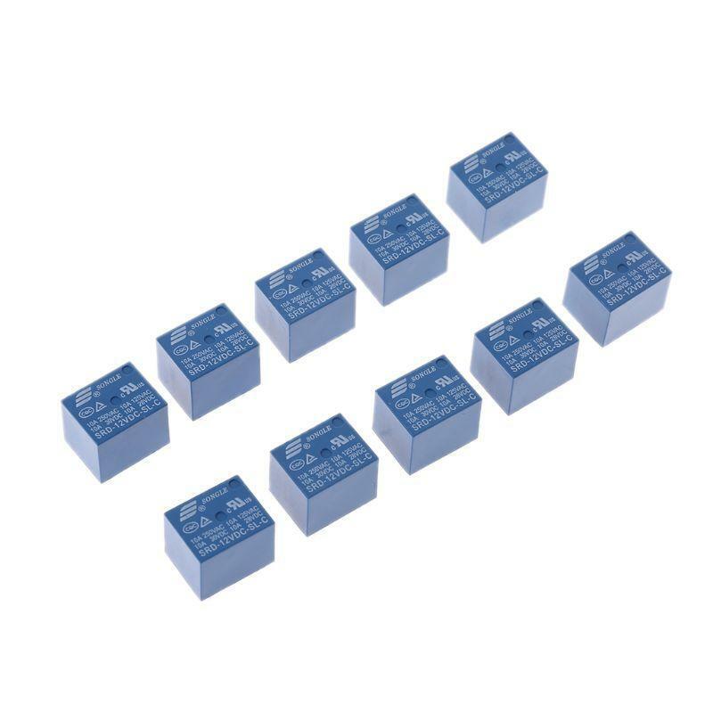New High Quality 10 PCS 5 Pins RELAY 12V DC Coil Power Relay PCB