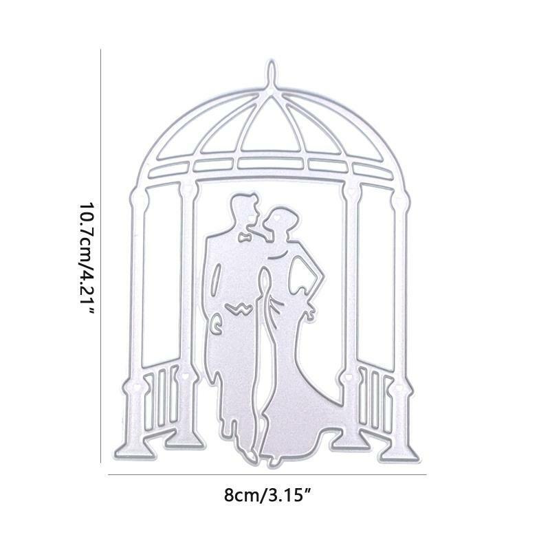 Wedding Dress Couple with Pavilion Metal Cutting Dies Stencil DIY Card Template