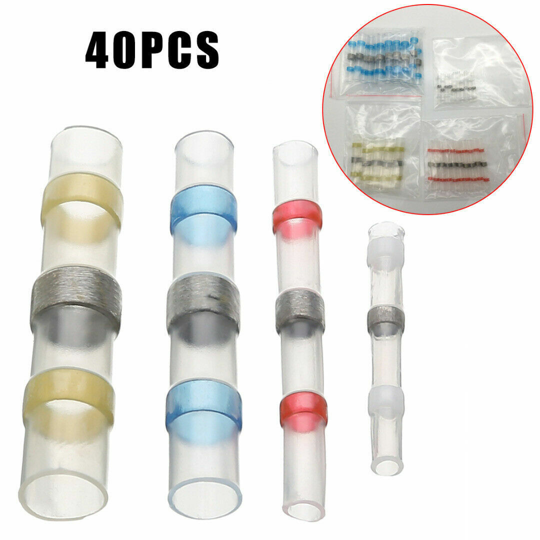 40pcs 4 Size Solder Sleeve Heat Shrink Tube Wire Terminals Connectors Waterproof