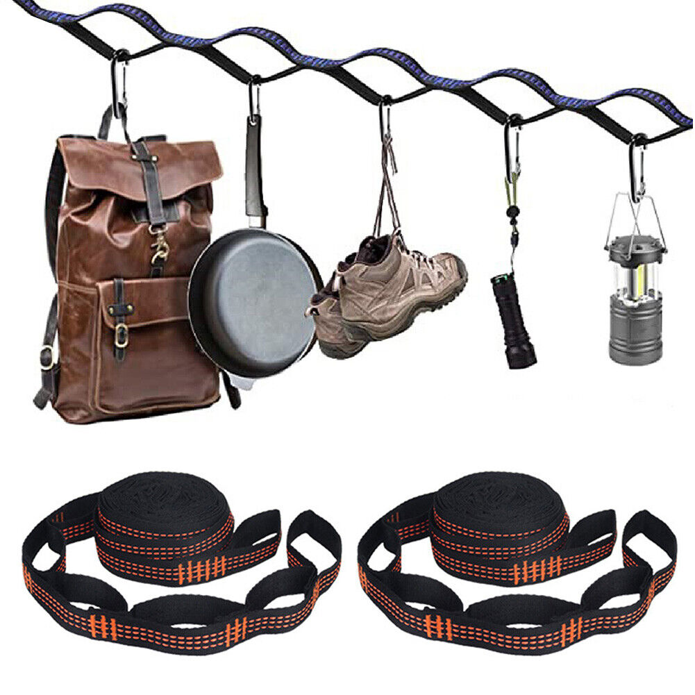 2pcs Hammock Strap Outdoor Camping Tree Hanging Load Bearing Rope (Orange)