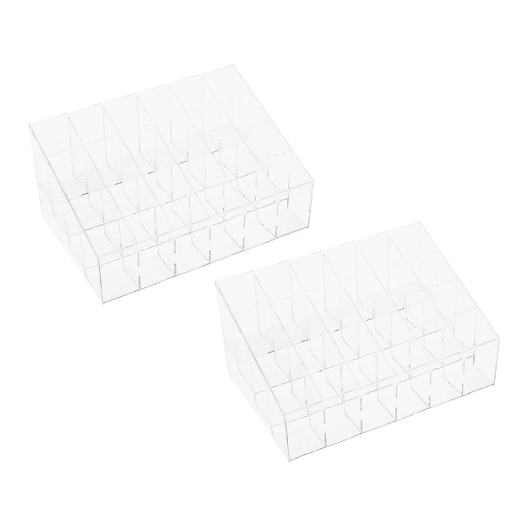 2 Pieces Clear Acrylic 24 Slot  Bottles Display Holder Organizer