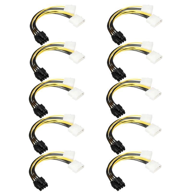 10pcs/set 8Pin To Dual 4Pin Video Card Power Cord Graphics Card Power Cable 20cm