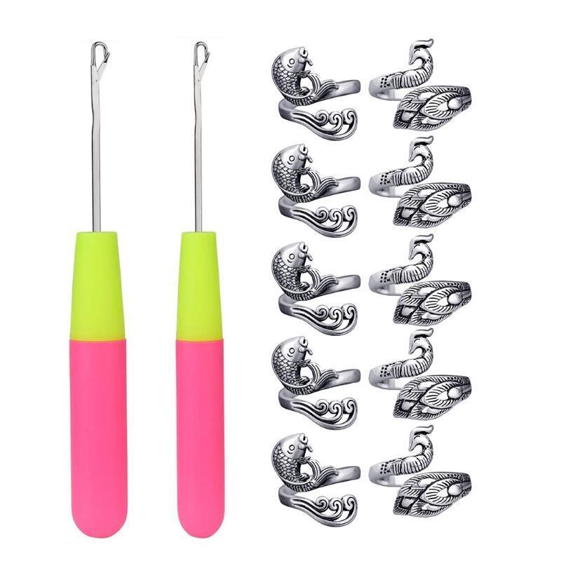 10 Pieces Adjustable Knitting Loop Ring Crochet Loop Thimble Knitting Accessorie
