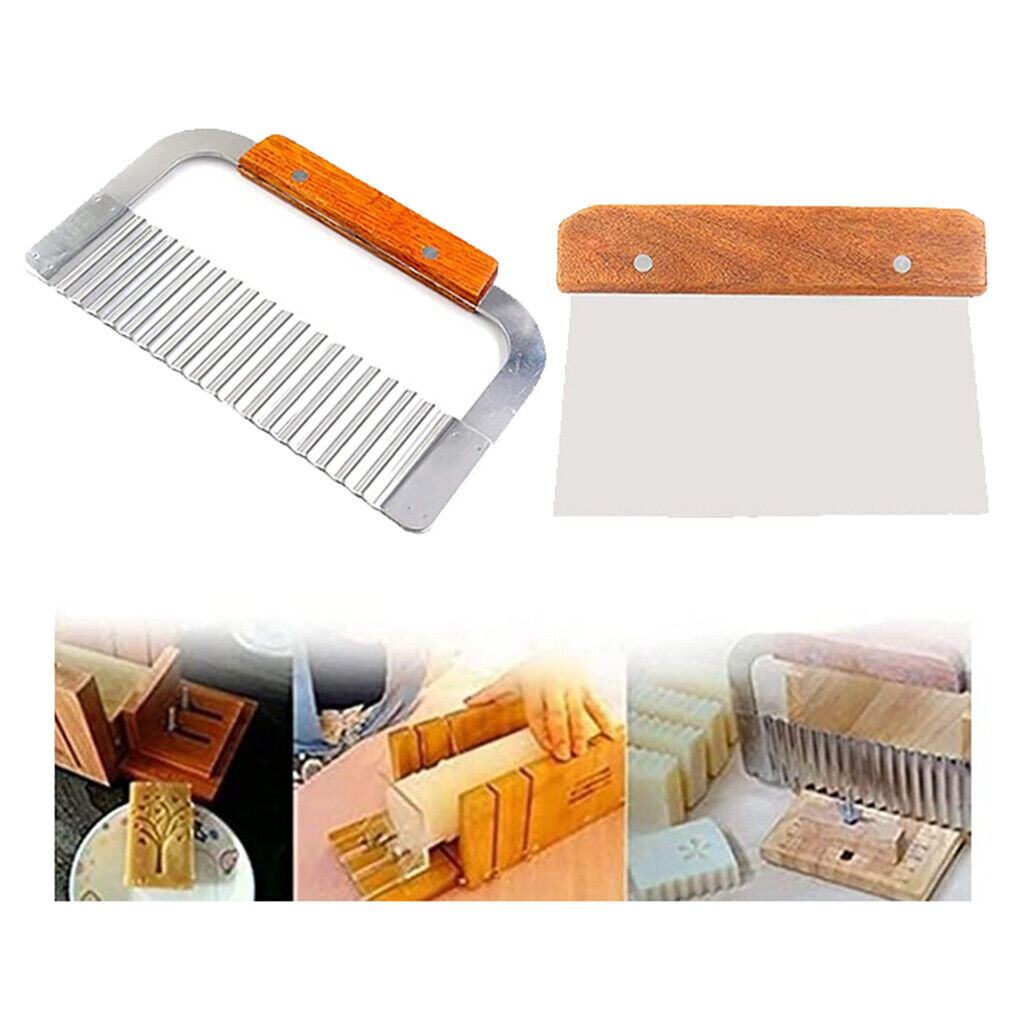 2Pcs Silicone Soap Mold Loaf Soap Cutting Wavy Straight Scraper Planer