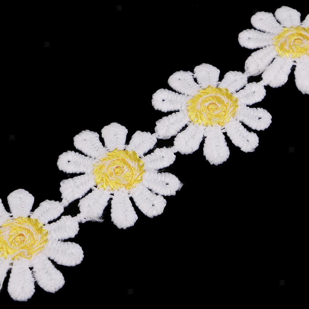 2x 3 Yards 25mm Daisy Embroidery Lace  Applique Ribbon Sewing Crafts DIY