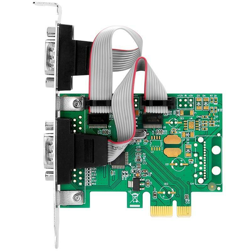 RS232 PCI Express PCIe to 2 Serial DB9 Adapter Card 2.5Gb/s 1000kbps RS-232 Fast