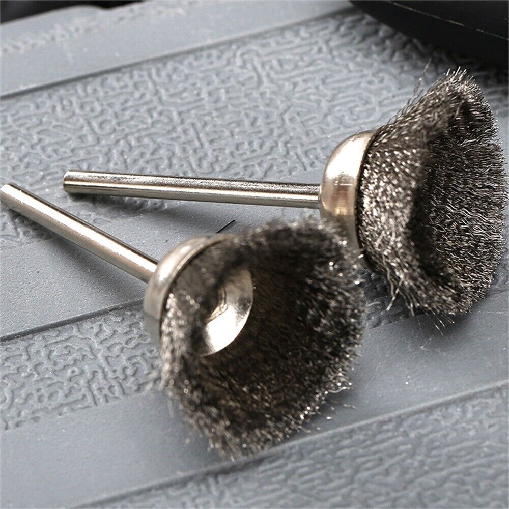 20Pcs Stainless Steel Burr Brush Cup Polishing Buffing Shank Power Rotary Tool