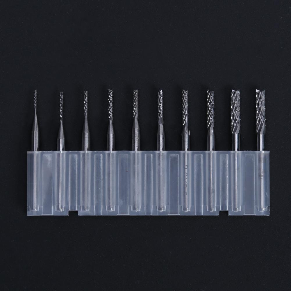 10Pcs/Box 1/8 Inch 0.8-3.17mm PCB Engraving Cutter Rotary CNC End Mill
