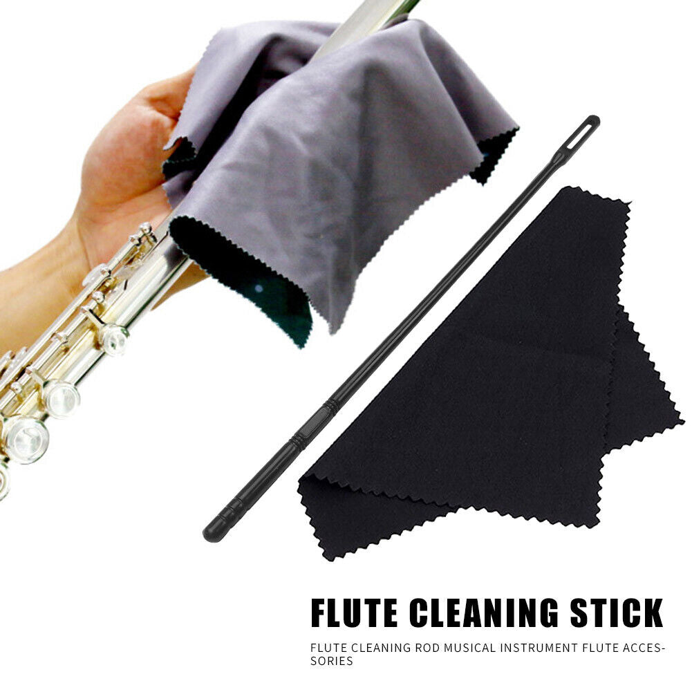 Flute Cleaning Kit 14 inch Plastic Cleaning Rod with Random Color Cloth