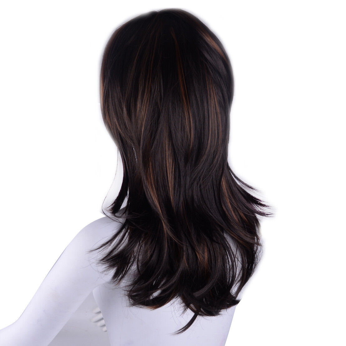 Synthetic Long Curly Hair Black Brown Wig Heat Resistant Full Wigs for Women li