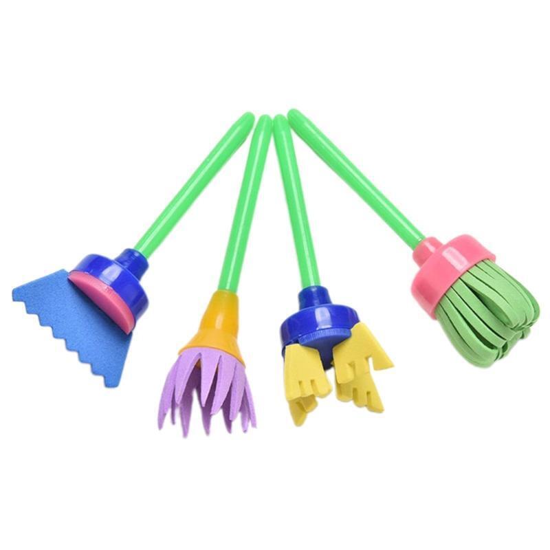 4Pcs/Pack Flower-shaped Sponge Brush Set Ideal for Watercolor Acrylic Painting