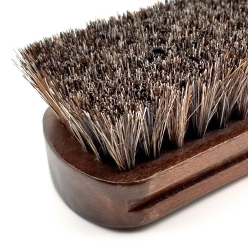 Horsehair Leather Bristles Car Detailing Polishing Buffing Brush with WoodHandle