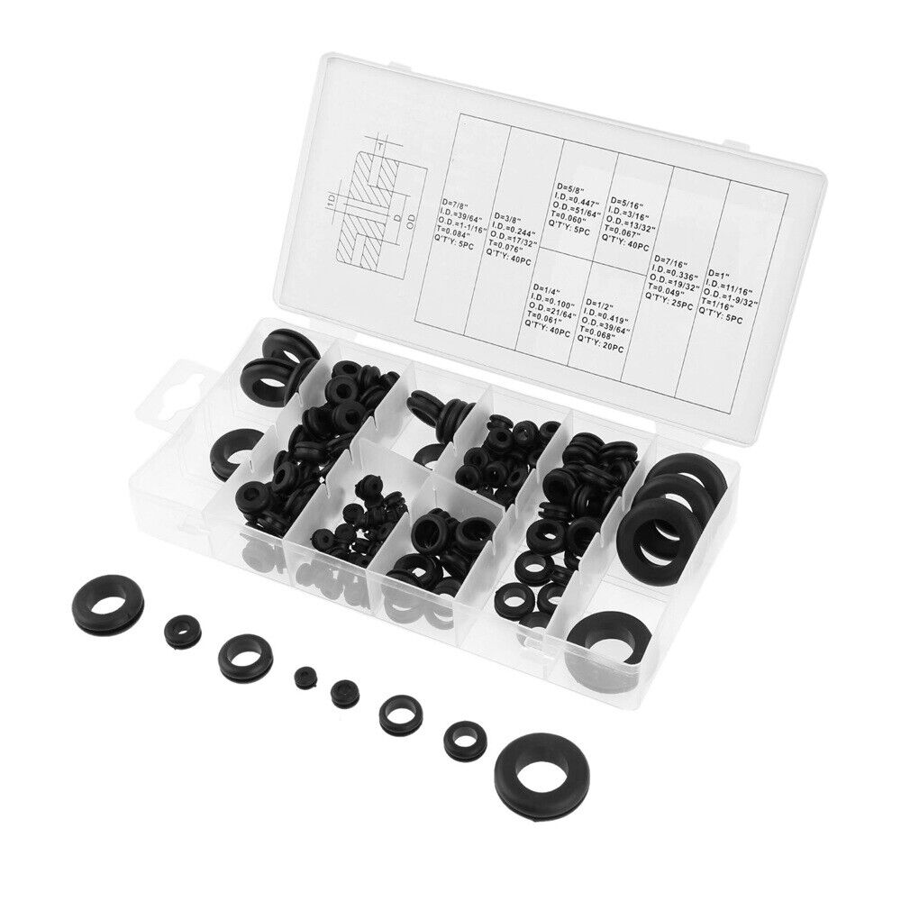 Practical Grommet Assortment Rubber Set Firewall Wiring Wire Cable Gasket 180pcs
