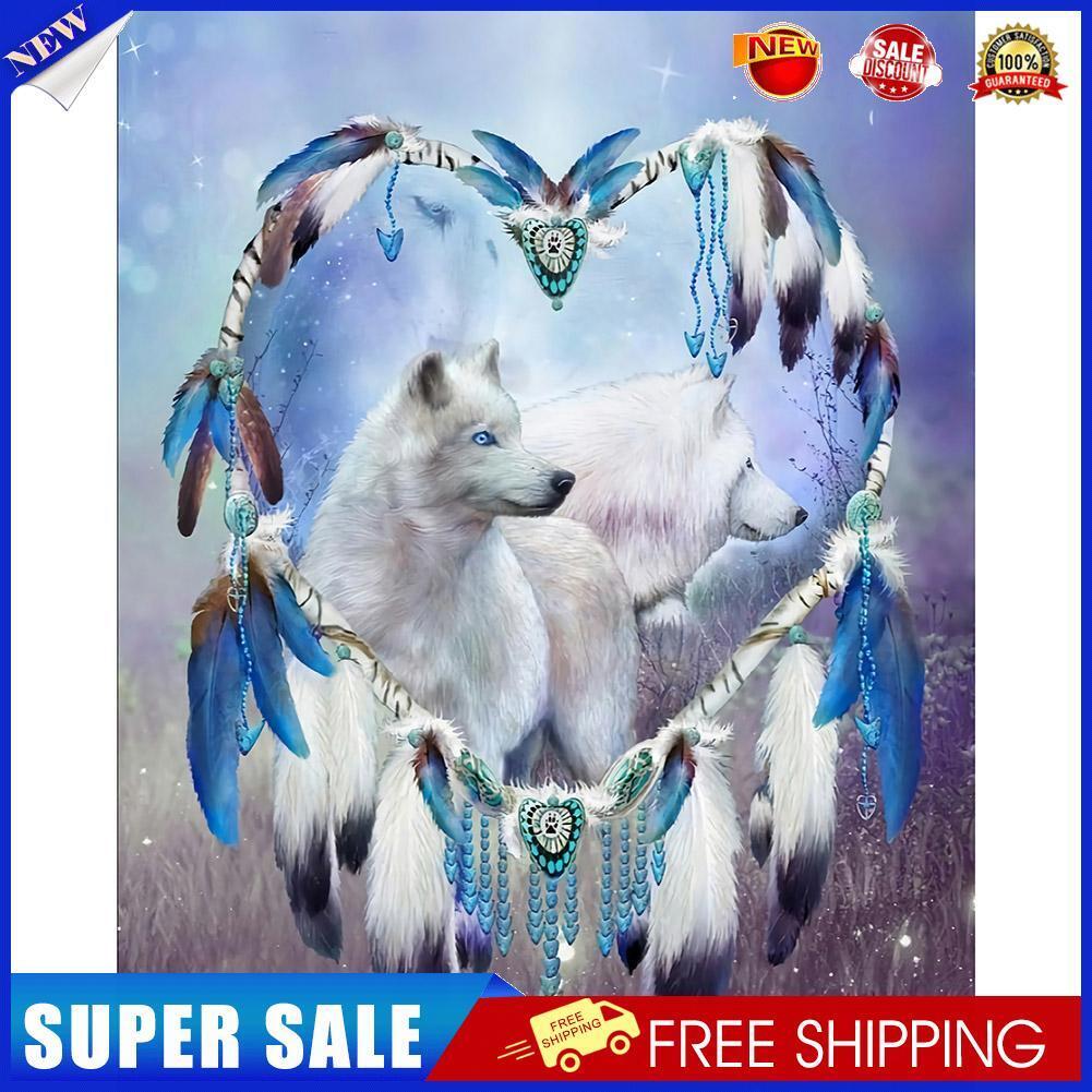 Diamond Painting Kits Full Round Dreamcatcher Wolf DIY Wall Art Home Decor