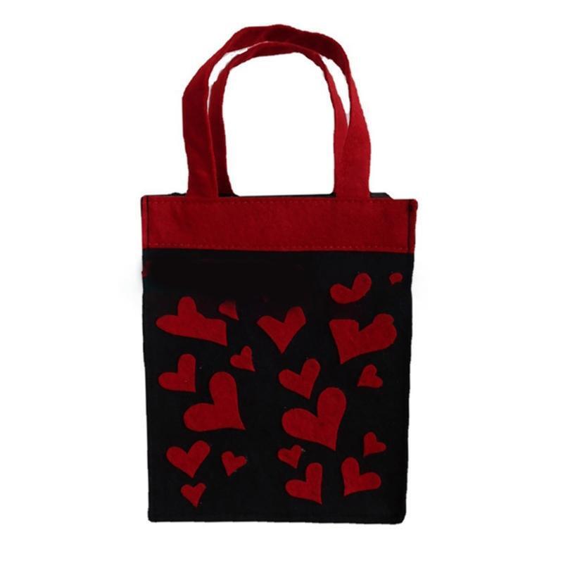 Valentines Day Gift Bag Love Heart Candy Bag with Handle Presents Cloth Handbag
