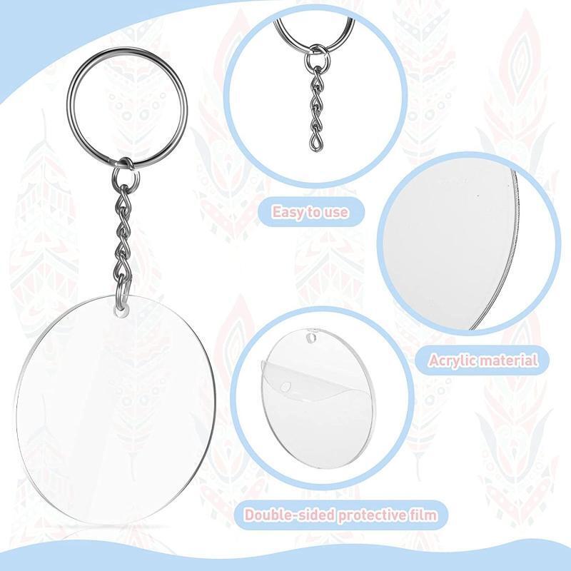 Rectangle Love Round Bone Keychain Blank Key Ring Jump Rings Ornament Pendants